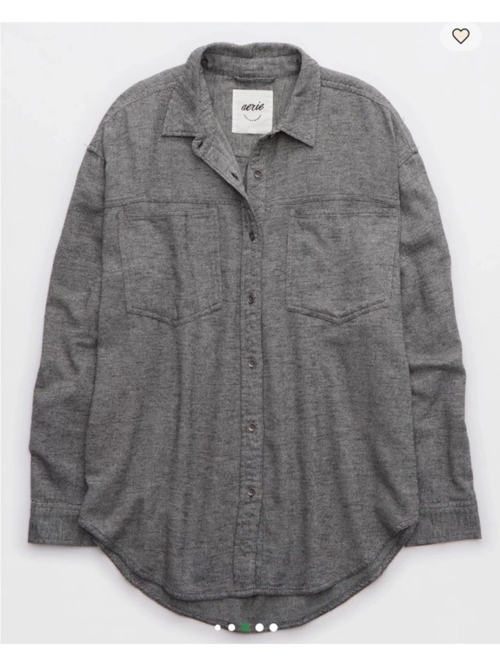 NWT AERIE Anytime Fave Twill Shirt Gray Size XXS 2XL Oversized Button Down Top